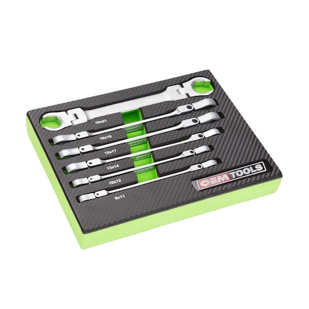 Oemtools 6 Piece Flex Head Flare Nut Wrench Set, Metric 22064